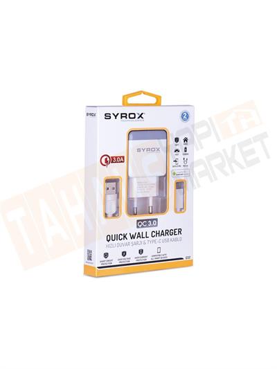 SYROX TYPE-C GİRİŞLİ HIZLI ŞARJ ADAPTÖRÜ