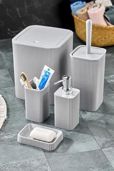 VİALEX COLUMB ELEGANCE ( 5PCS ) BANYO SETİ ( ÇÖP KOVA & WC FIRÇA & 2PCS SABUNLUK & D.FIRÇALIK ) 