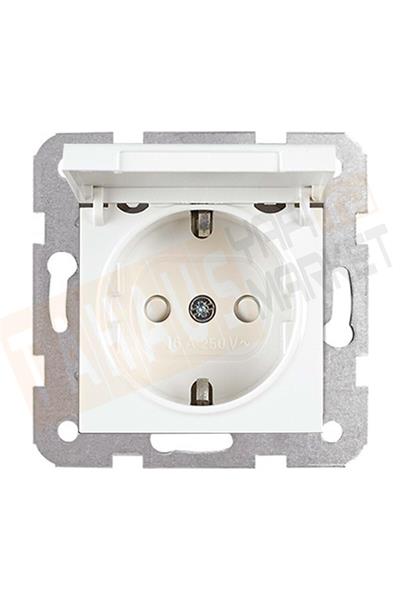 Viko Karre/Meridian Beyaz Kapaklı Topraklı Priz Mekanizma (Çerçeve Hariç)