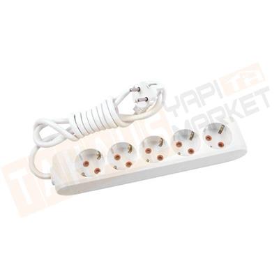 Viko Multi-Let Beyaz Beşli Grup Priz Topraklı Kablolu Çocuk Korumalı 5 Mt 90113505