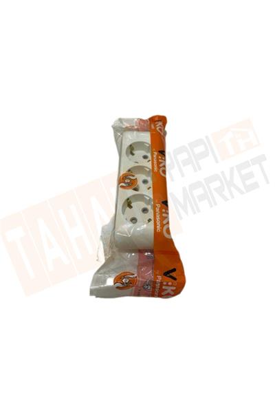Viko Multi-Let Üçlü Grup Priz Topraklı Klemensli Beyaz 3680W