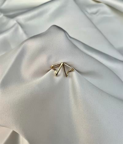 Minimal Zarif Taşlı Gold Küpe