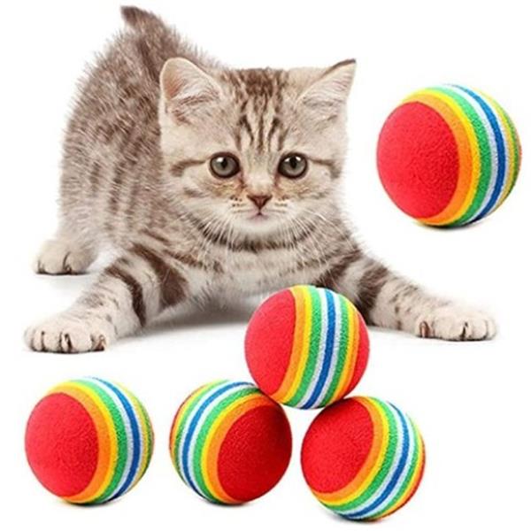 2 Adet Gökkuşaği Renkli Kedi Köpek Oyun Topu