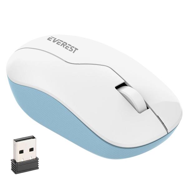 Smw-973 Usb Beyaz-Mavi 2.4Ghz 1200Dpi Kablosuz Optik Mouse 5 Metre Menzilli