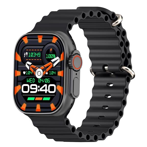 W69 Watch  Mactive 2.05 İnç Geniş Ekranlı Siyah Akıllı Saat