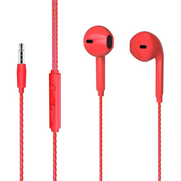 Eh104R 3.5 Mm Jacklı Kablolu Kulak İçi Mikrofonlu Kulaklık Kırmızı