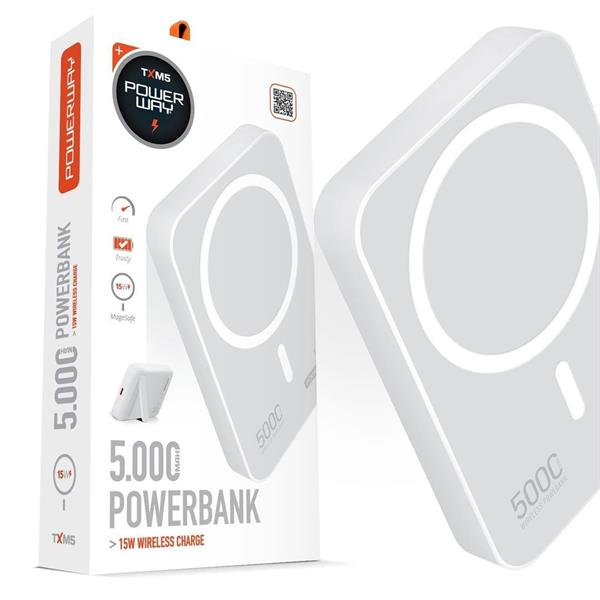 5.000Mah Pd15W Magsafe Kablosuz Wireless Taşınabilir Şarj Cihazı Beyaz Powerbank Txm5