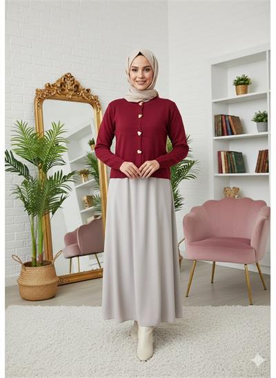 0002 Önü Metal Düğmeli Triko Hırka