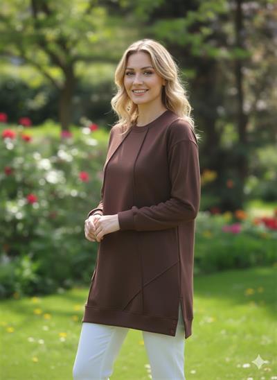 0002 Yanları Yırtmaçlı Düğmeli Çıma Detaylı Tunik