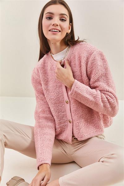 0003 Önü Metal Düğmeli Havlu Hırka