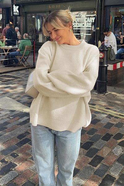 0004 Bisiklet Yaka Oversize Triko Kazak