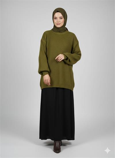 0006 Bisiklet Yaka Selanik Desenli Triko Kazak