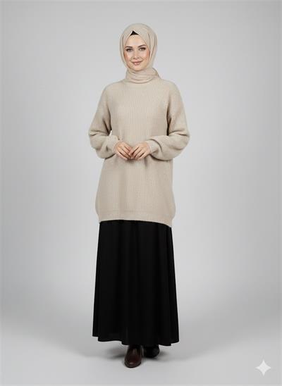 0006 Bisiklet Yaka Selanik Desenli Triko Kazak