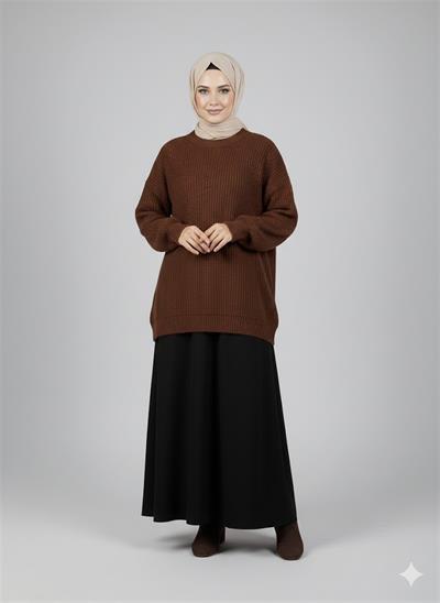 0006 Bisiklet Yaka Selanik Desenli Triko Kazak