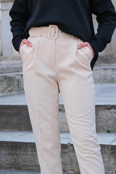 001 Kare Kemerli Dar Paça Pantolon