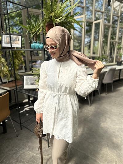 002 Lazer İşlemeli Kolları Bağıcıklı Fista Gömlek