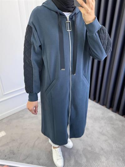 10551 Kapşonlu Kolları Kapitone Garnili Kap