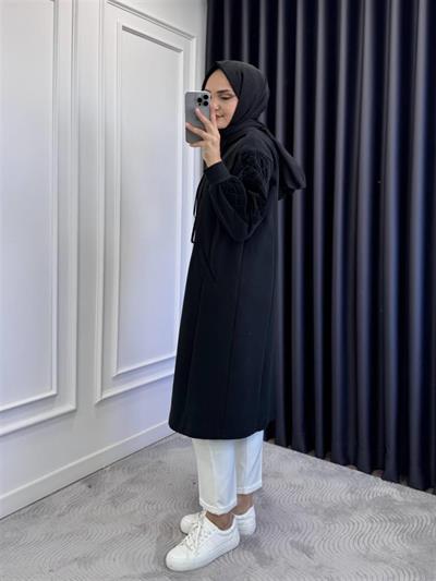 10551 Kapşonlu Kolları Kapitone Garnili Kap