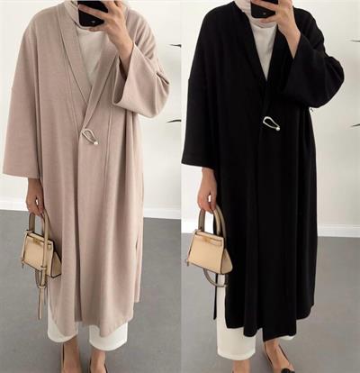 10565 Broşlu Kısa Kollu Fitilli Kimono