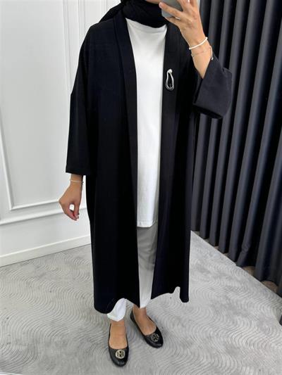 10565 Broşlu Kısa Kollu Fitilli Kimono