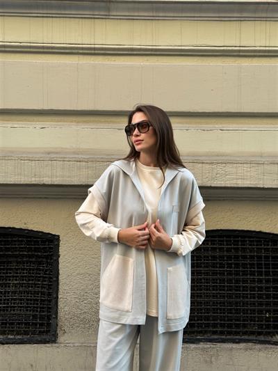 10726 Kapşonlu Sweat Pantolonlu Üçlü Takım