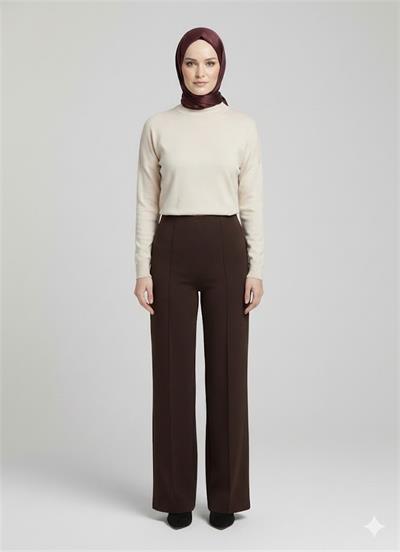 126 Beli Lastikli Çıma Efektli Triko Pantolon