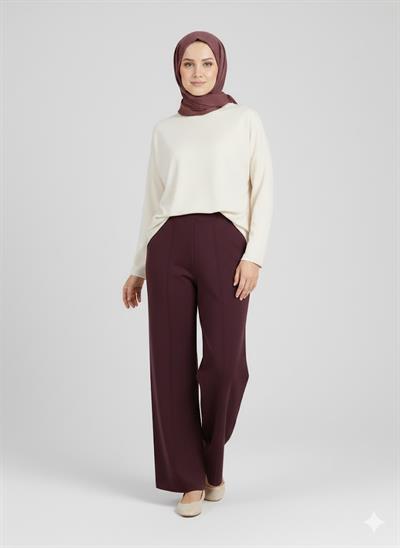 126 Beli Lastikli Çıma Efektli Triko Pantolon