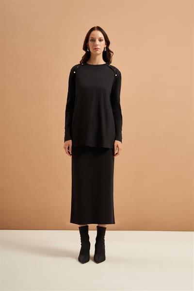 140273 Rayon Düğmeli Etekli Takım