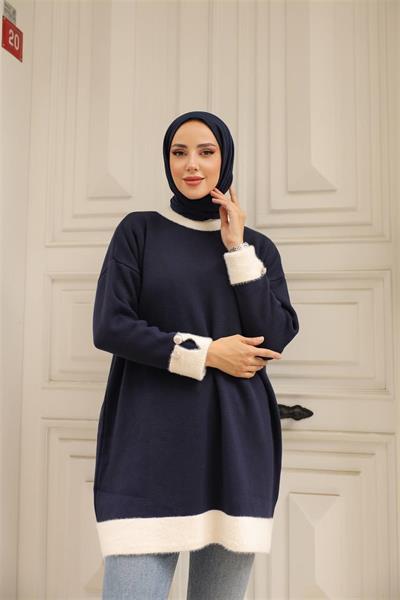 14966 Kedi Sakal Kol Manşetli Tunik