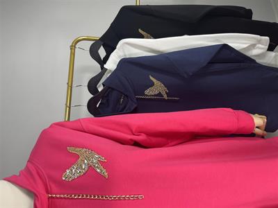 2023 Şal Yaka Zincirli Kelebek İşlemeli Tunik