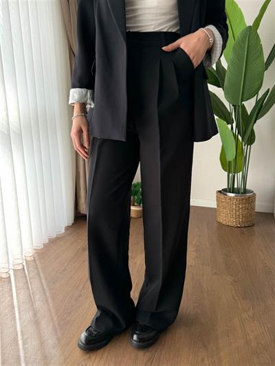 2078 Kalın Pileli Palazzo Pantolon