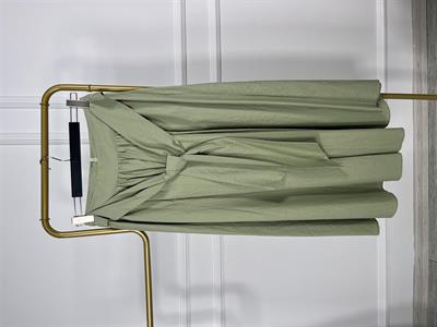 2197 Beli Kuşaklı Büzgülü Keten Etek