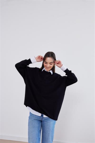 2382 Sıfır Yaka Ribanalı Tunik Sweat