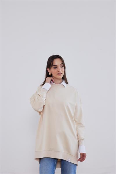 2382 Sıfır Yaka Ribanalı Tunik Sweat
