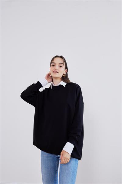 2382 Sıfır Yaka Ribanalı Tunik Sweat