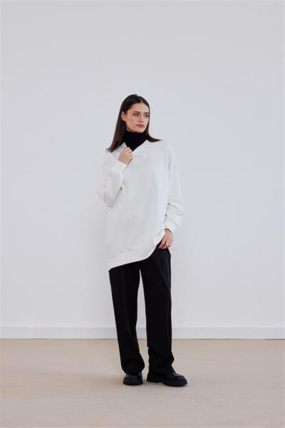 2382 Sıfır Yaka Ribanalı Tunik Sweat