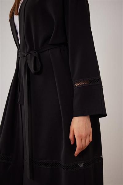 2504 Dantel Şerit Detaylı Kimono Takım
