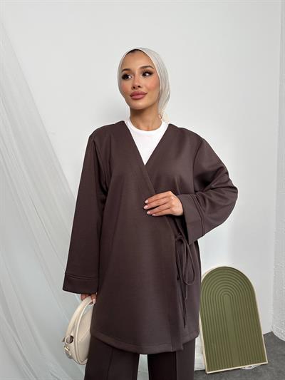 2622 Pantolonu Çımalı Üstü Yan Bağlamalı Kimono Takım