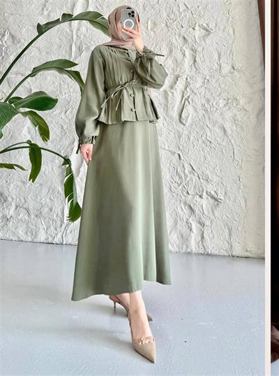 2654 Nervür Dikişli Hakim Yaka Etekli Takım