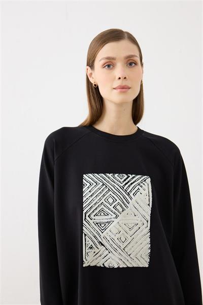 2683 Baskı Ve  Nakış Detaylı Sweatshirt