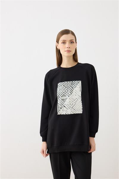 2683 Baskı Ve  Nakış Detaylı Sweatshirt