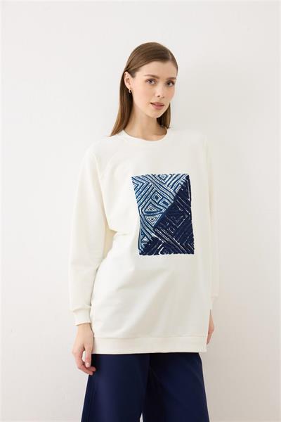 2683 Baskı Ve  Nakış Detaylı Sweatshirt