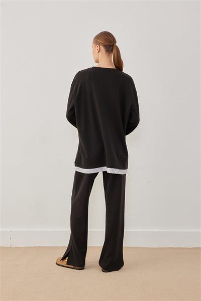 2702 Çizgi Garnili Bol Paça Oy sho İkili Takım