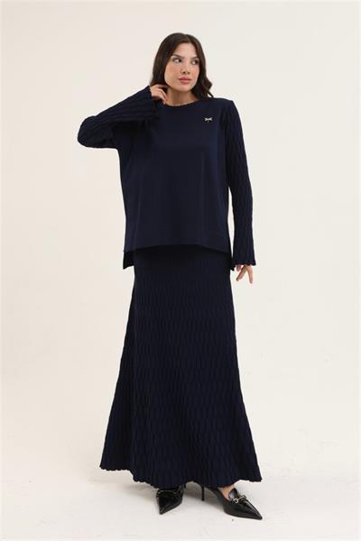 271 Kelebek Broşlu Mandal Desen Triko Takım