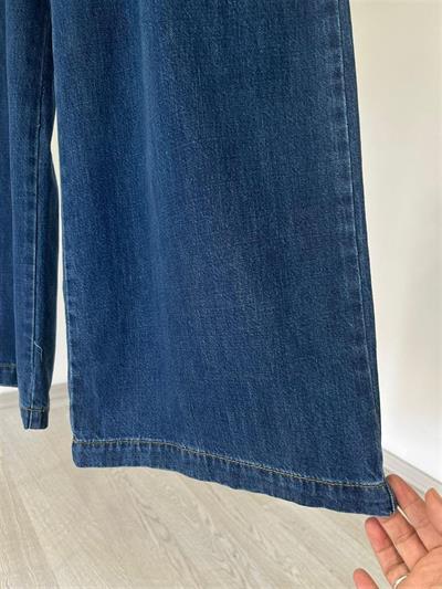 2738 Beli Lastikli Bağıcıklı Bol Paça Kot Pantolon