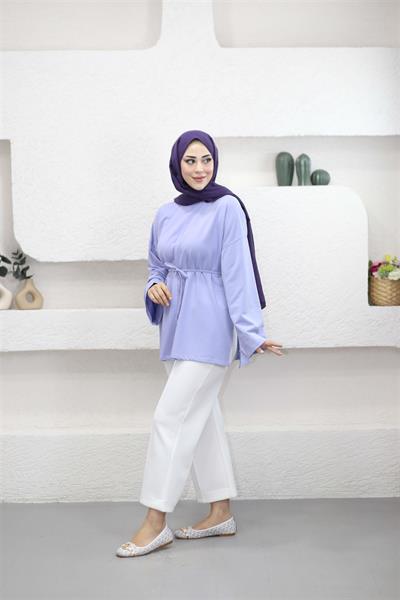 2755 Ribana Yaka Bağıcıklı Yanı Yırtmaçlı Duble Kol Sweat