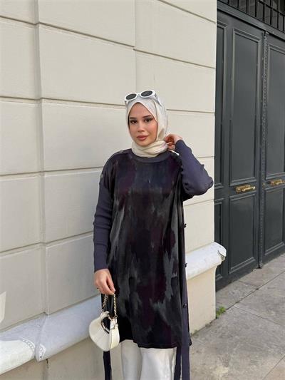 283 Yan Ve Omuzları Metal Düğmeli Kupra Panço
