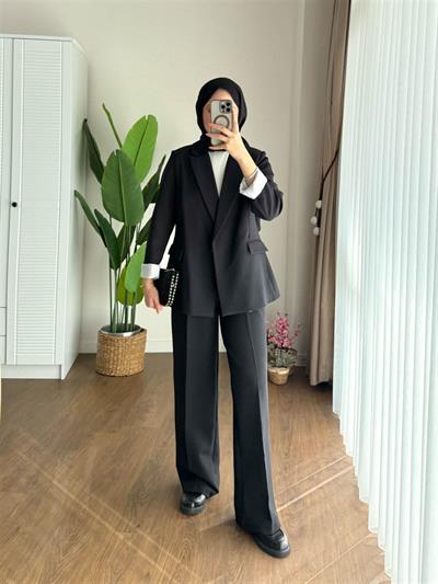 3006 Duble Kol Astarı Çizgili Blazer Ceket