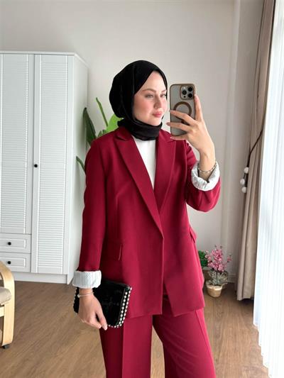 3006 Duble Kol Astarı Çizgili Blazer Ceket