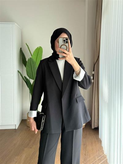 3006 Duble Kol Astarı Çizgili Blazer Ceket